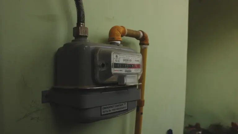 Un compteur de gaz domestique installé sur un mur intérieur pour mesurer la consommation.